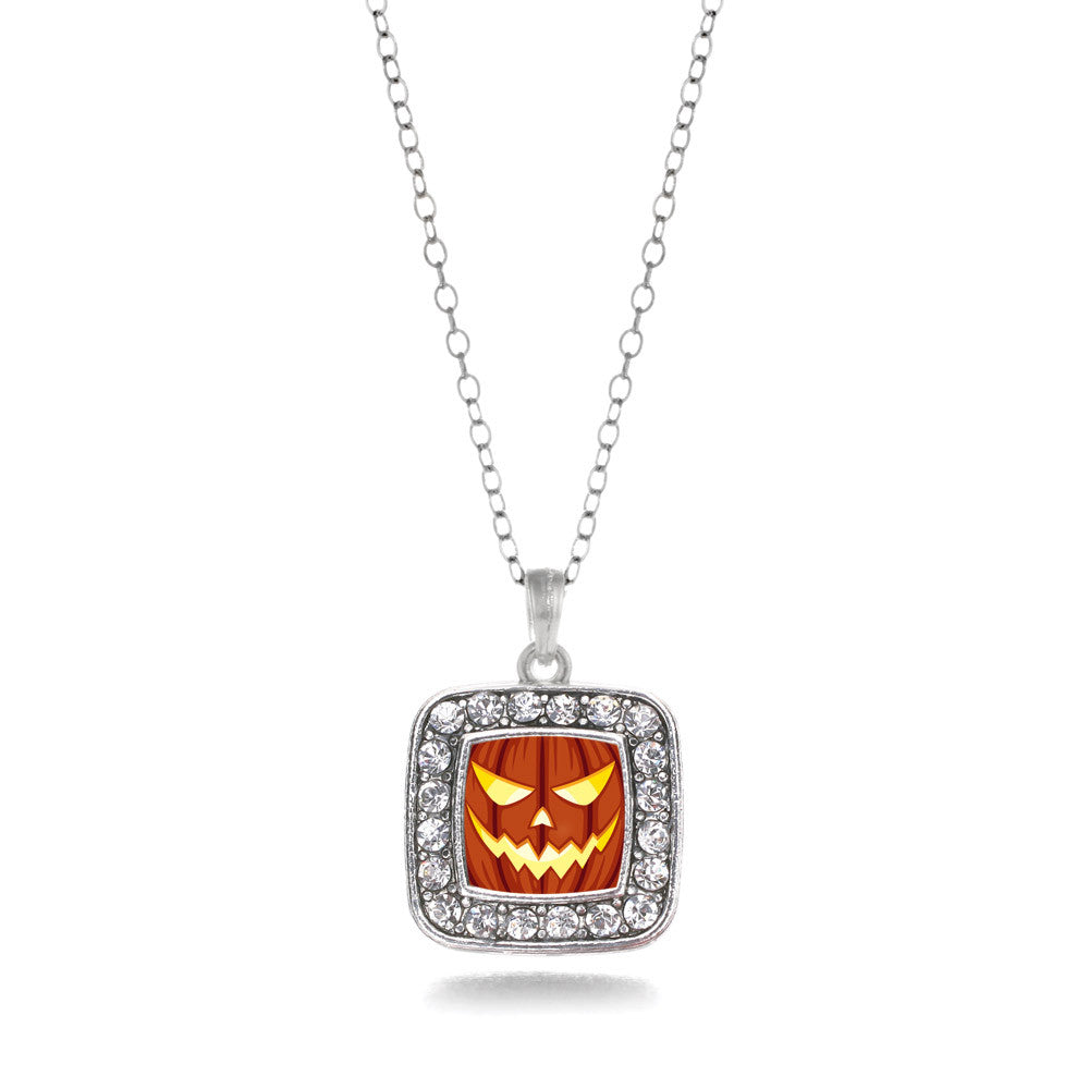 Grinning Pumpkin Square Charm