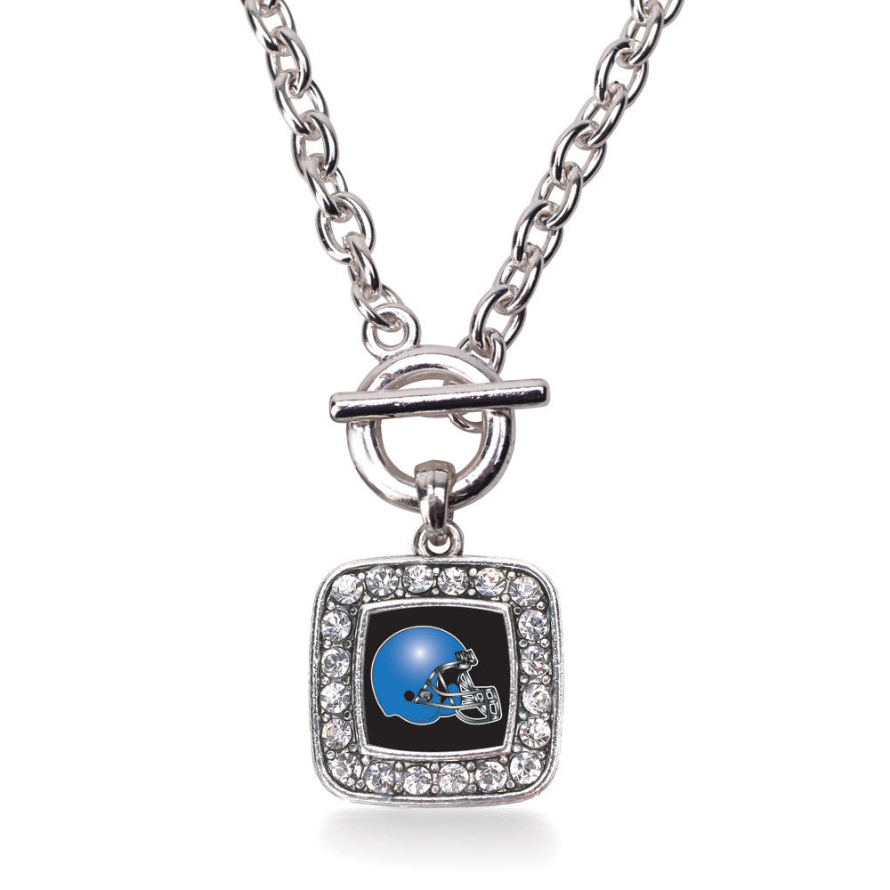 Black and Blue Team Helmet Square Charm