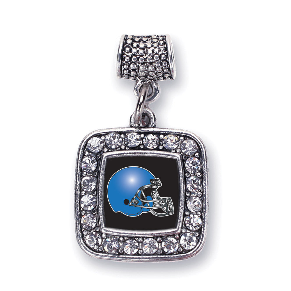 Black and Blue Team Helmet Square Charm
