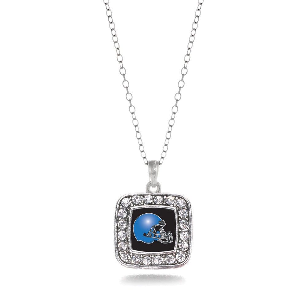 Black and Blue Team Helmet Square Charm