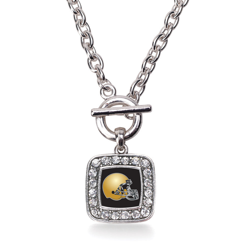 Black and Gold Team Helmet Square Charm