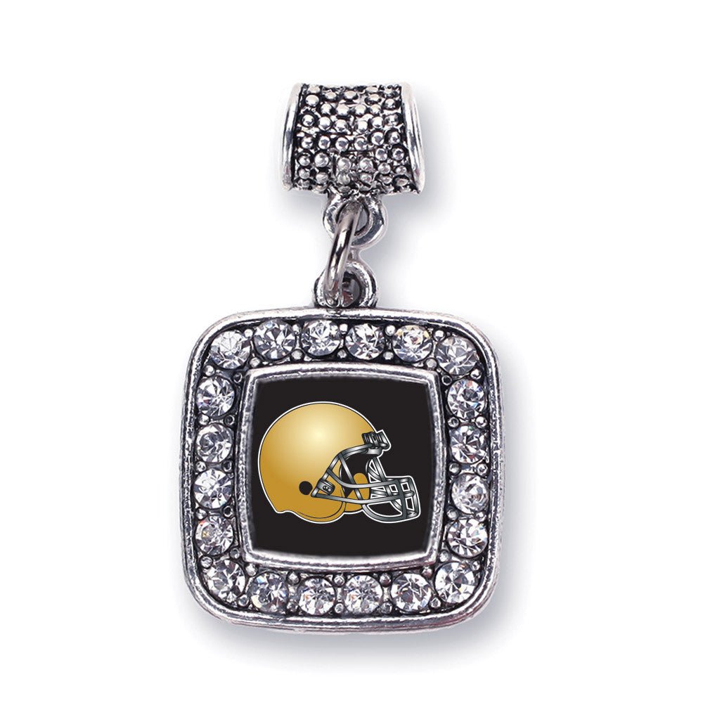 Black and Gold Team Helmet Square Charm