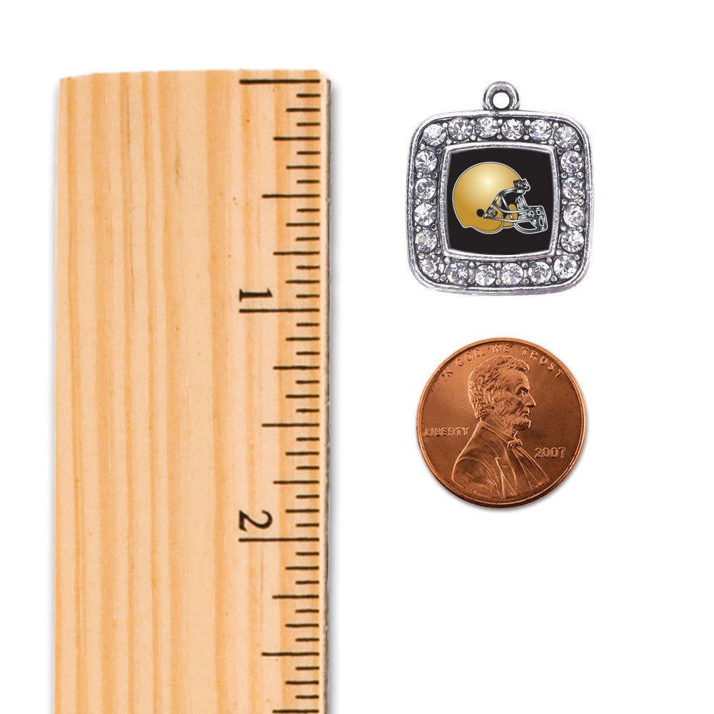 Black and Gold Team Helmet Square Charm