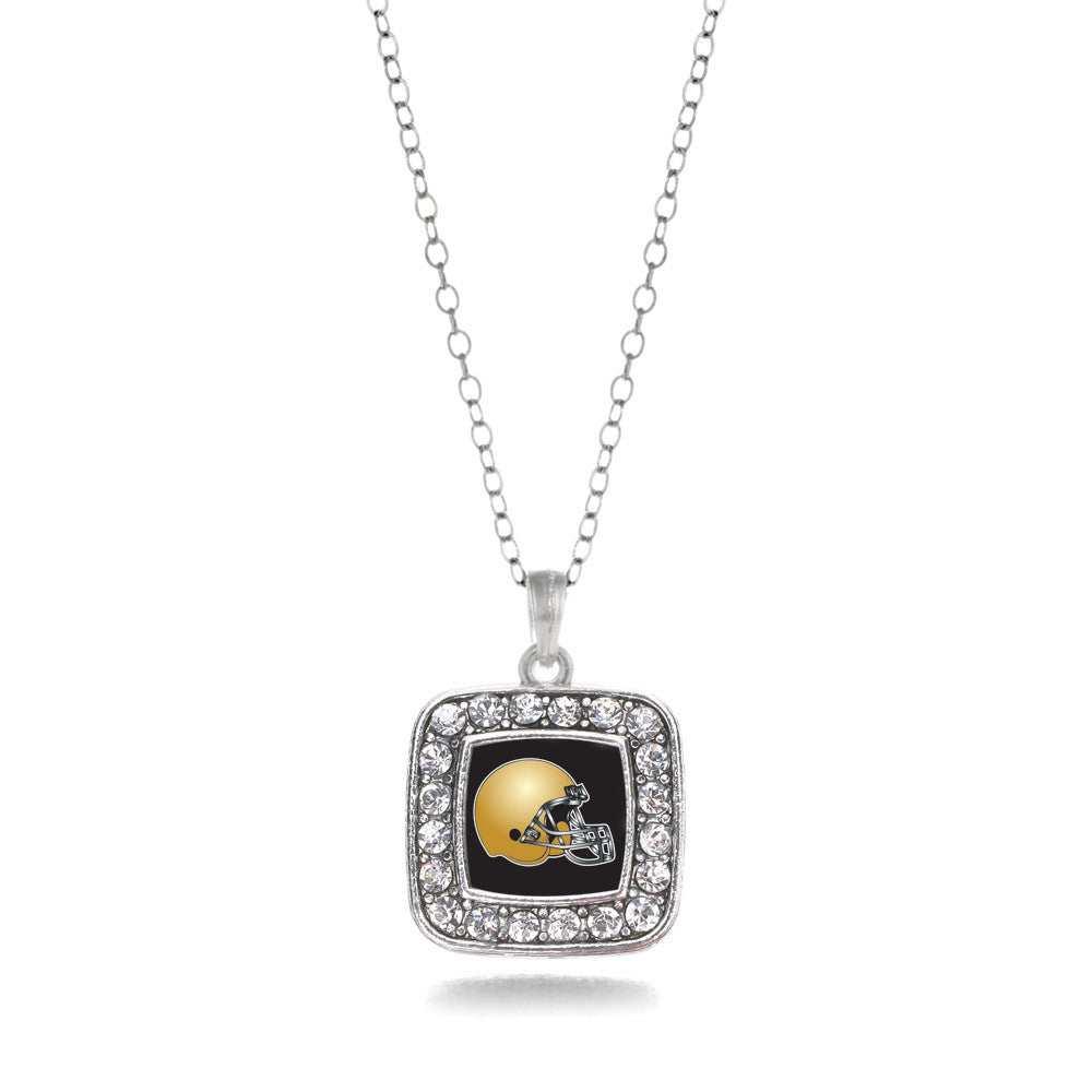 Black and Gold Team Helmet Square Charm