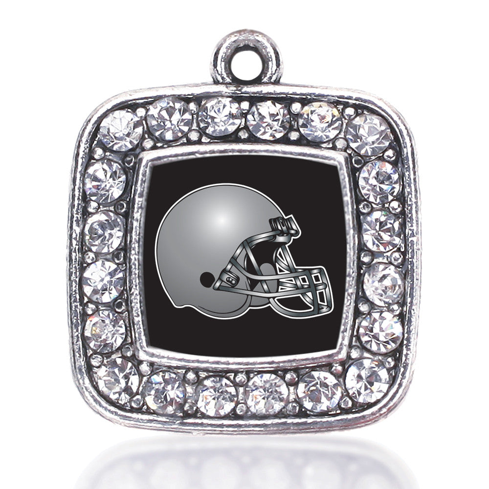 Black and Grey Team Helmet Square Charm