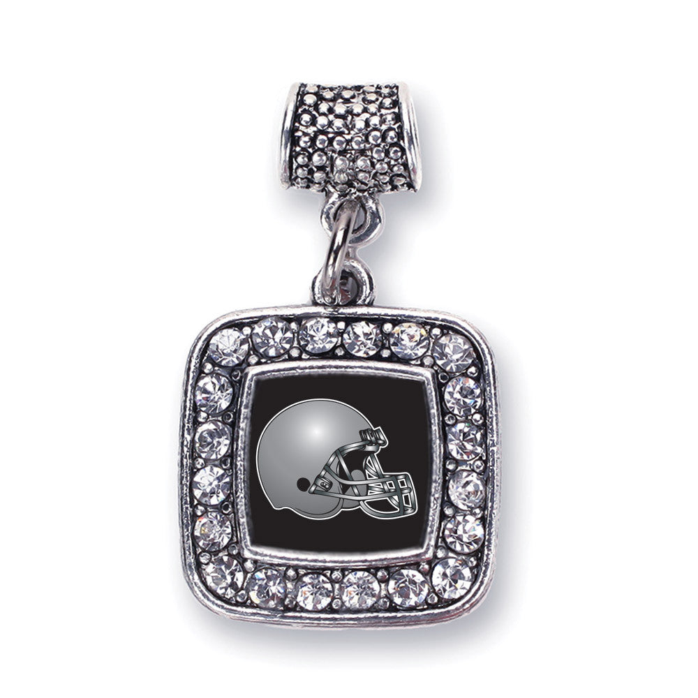 Black and Grey Team Helmet Square Charm