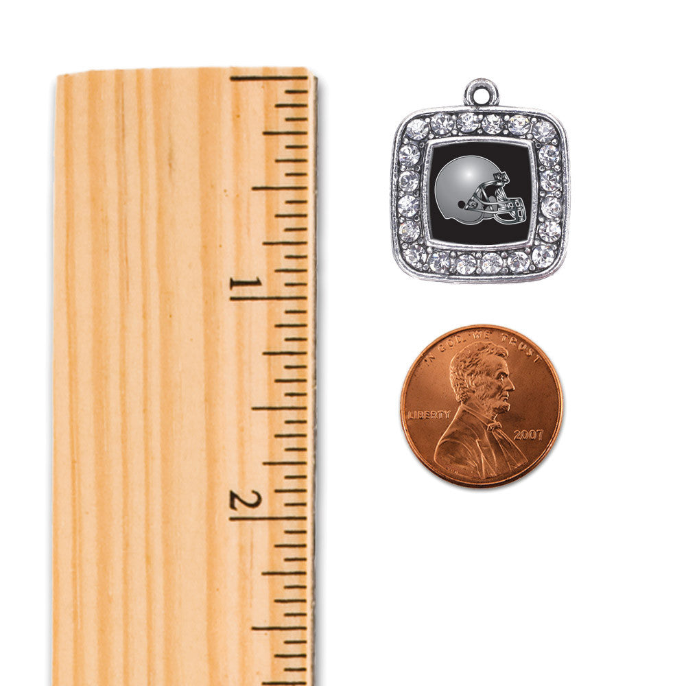 Black and Grey Team Helmet Square Charm