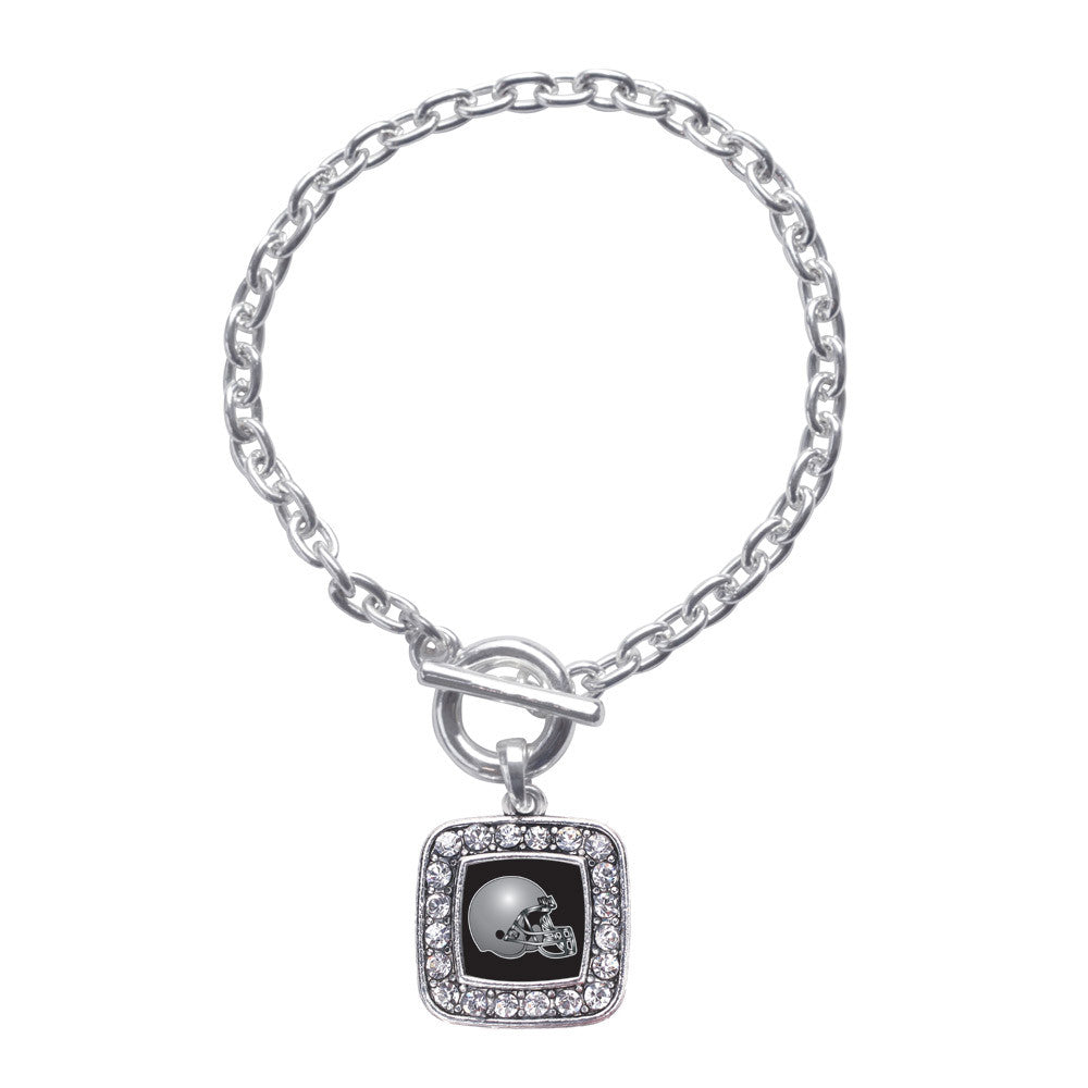 Black and Grey Team Helmet Square Charm