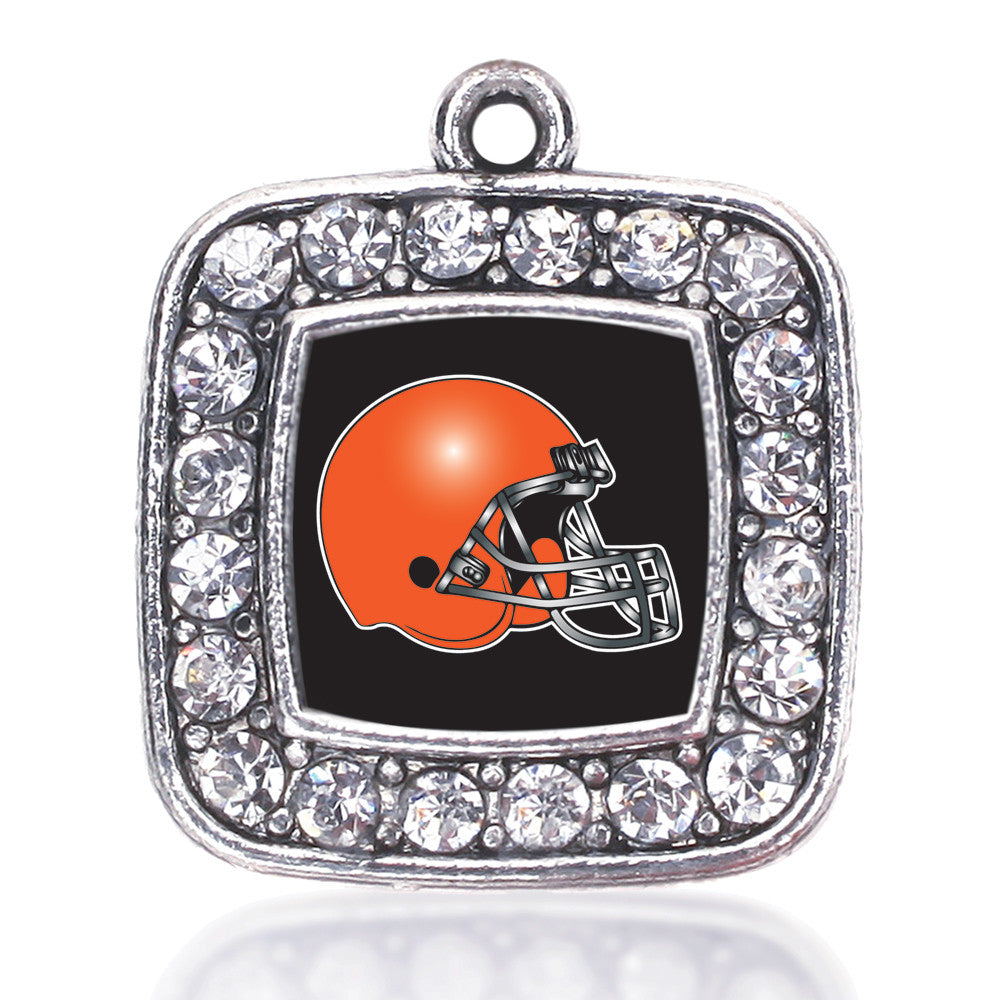 Black and Orange Team Helmet Square Charm