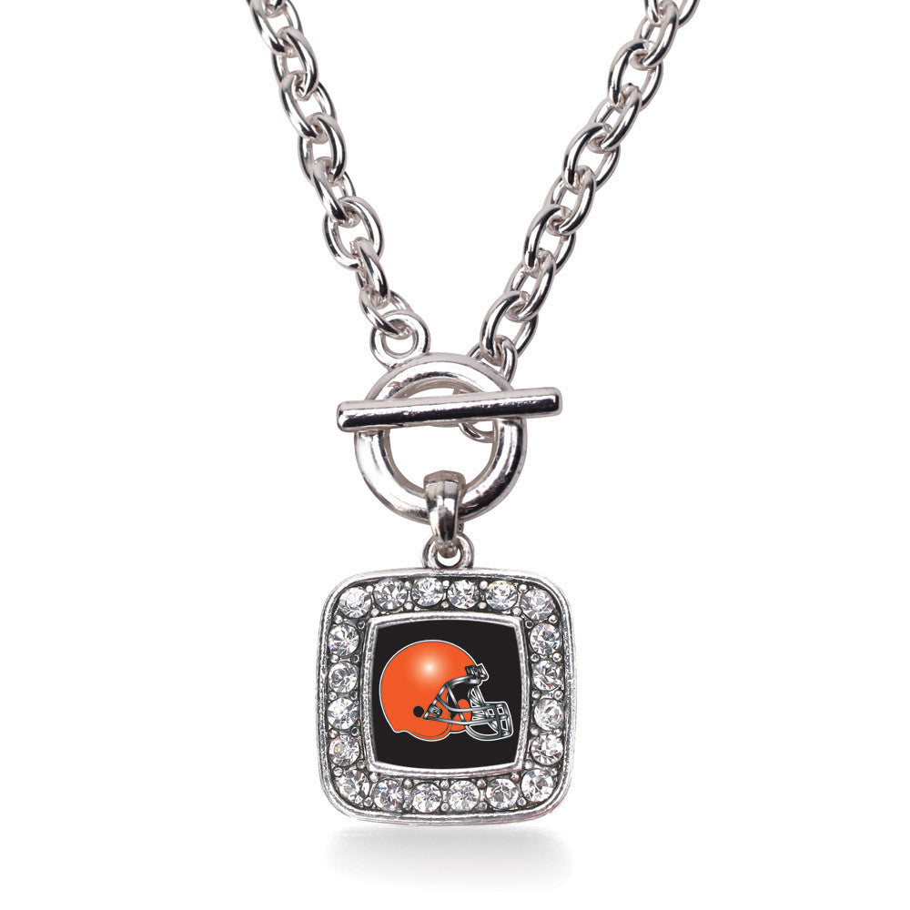 Black and Orange Team Helmet Square Charm