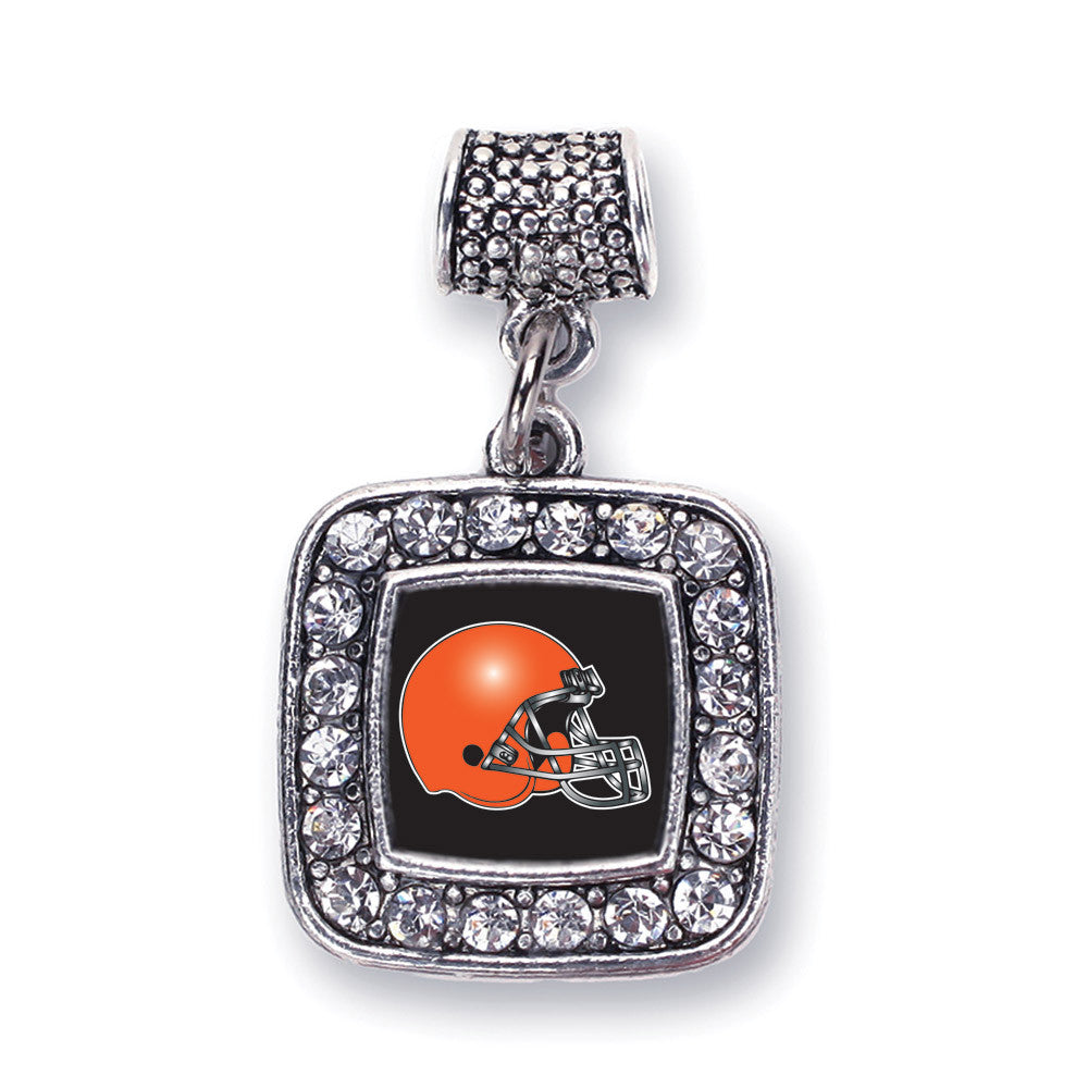 Black and Orange Team Helmet Square Charm