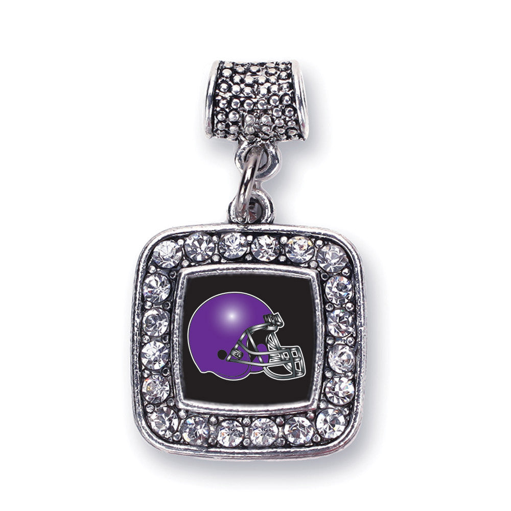 Black and Purple Team Helmet Square Charm