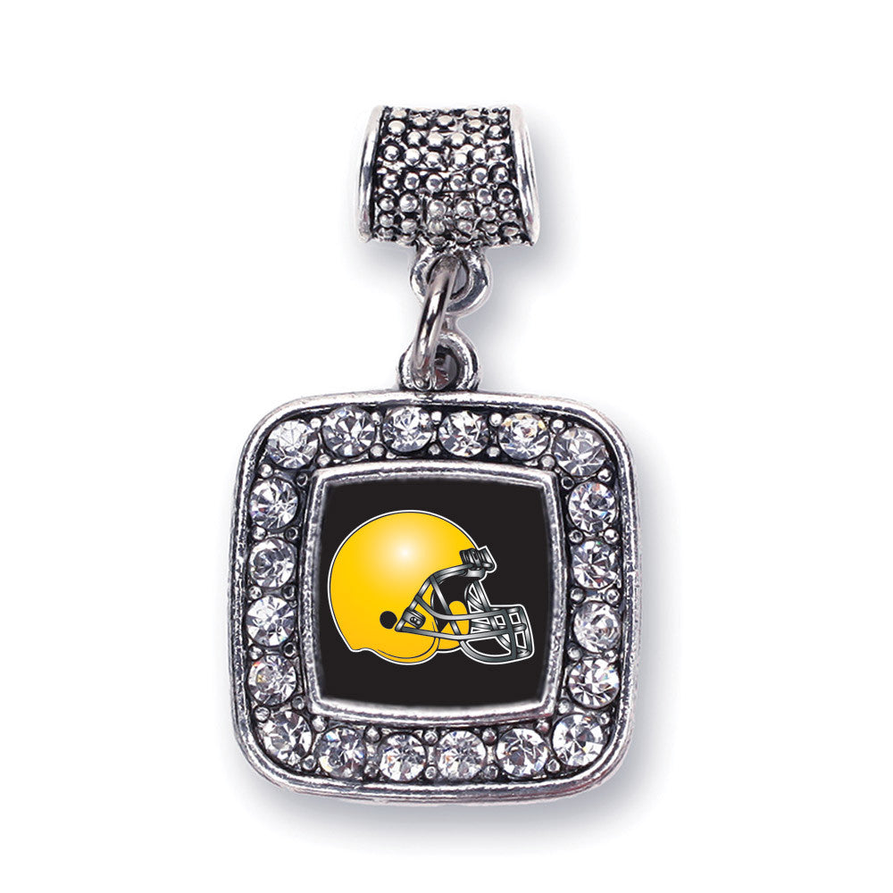 Black and Yellow Team Helmet Square Charm