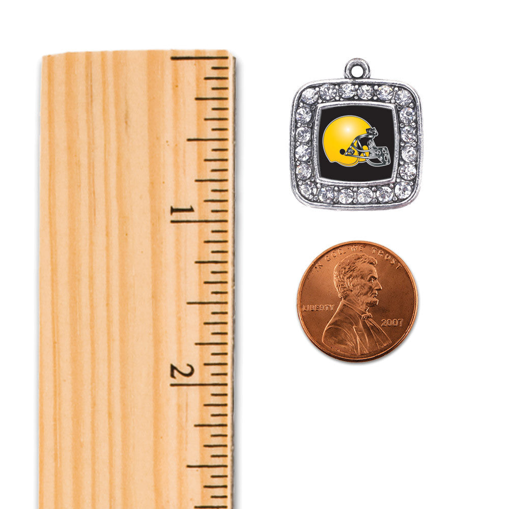 Black and Yellow Team Helmet Square Charm