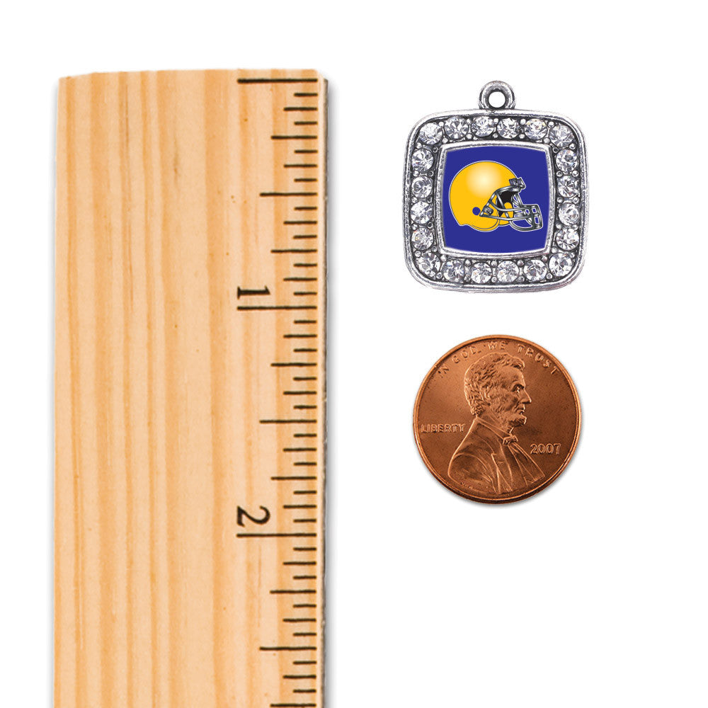 Blue and Yellow Team Helmet Square Charm