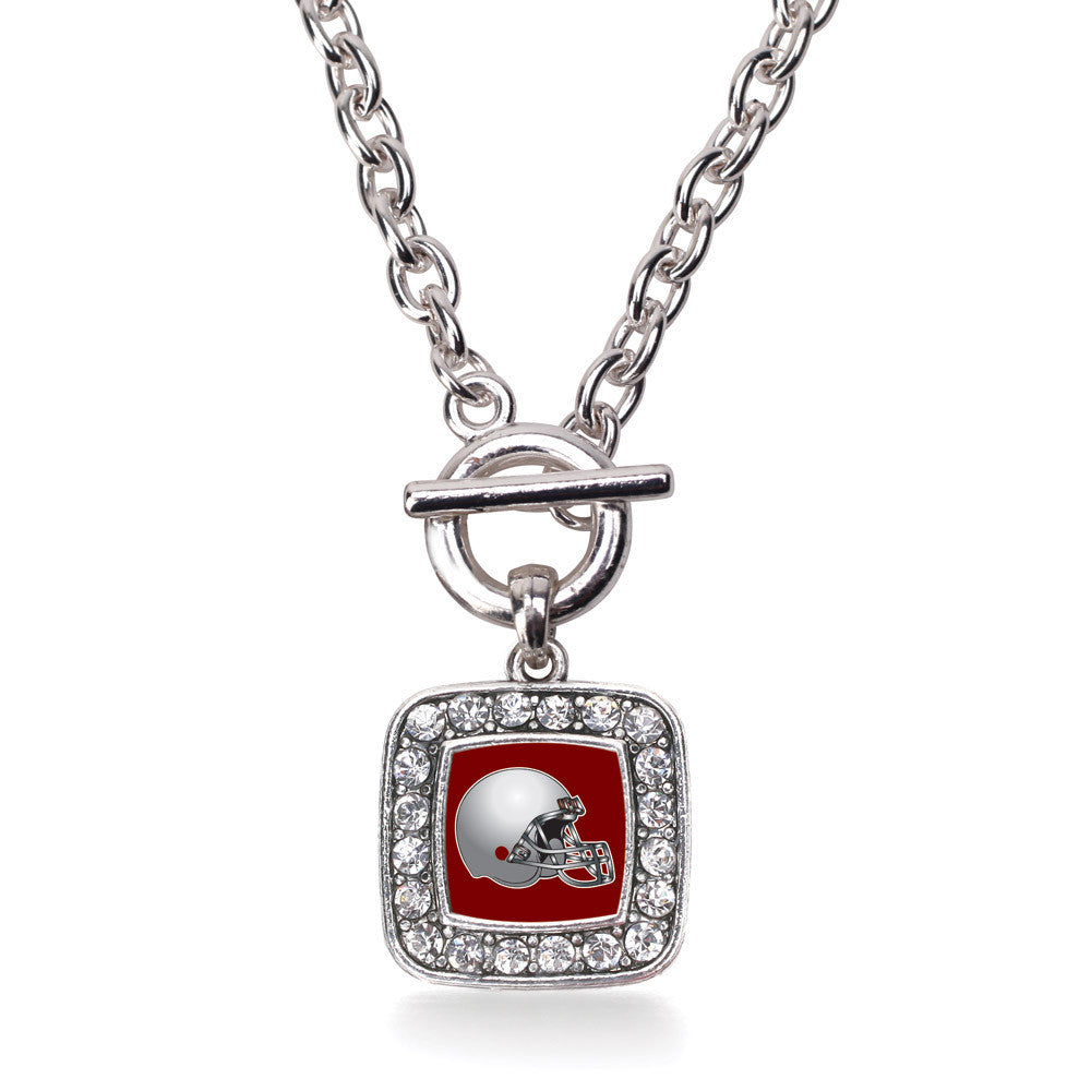 Burgundy and Grey Team Helmet Square Charm
