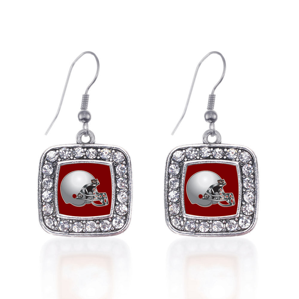 Burgundy and Grey Team Helmet Square Charm