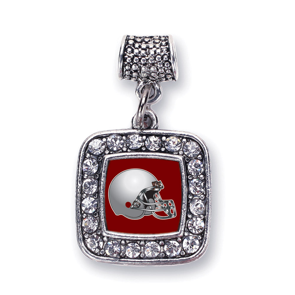 Burgundy and Grey Team Helmet Square Charm