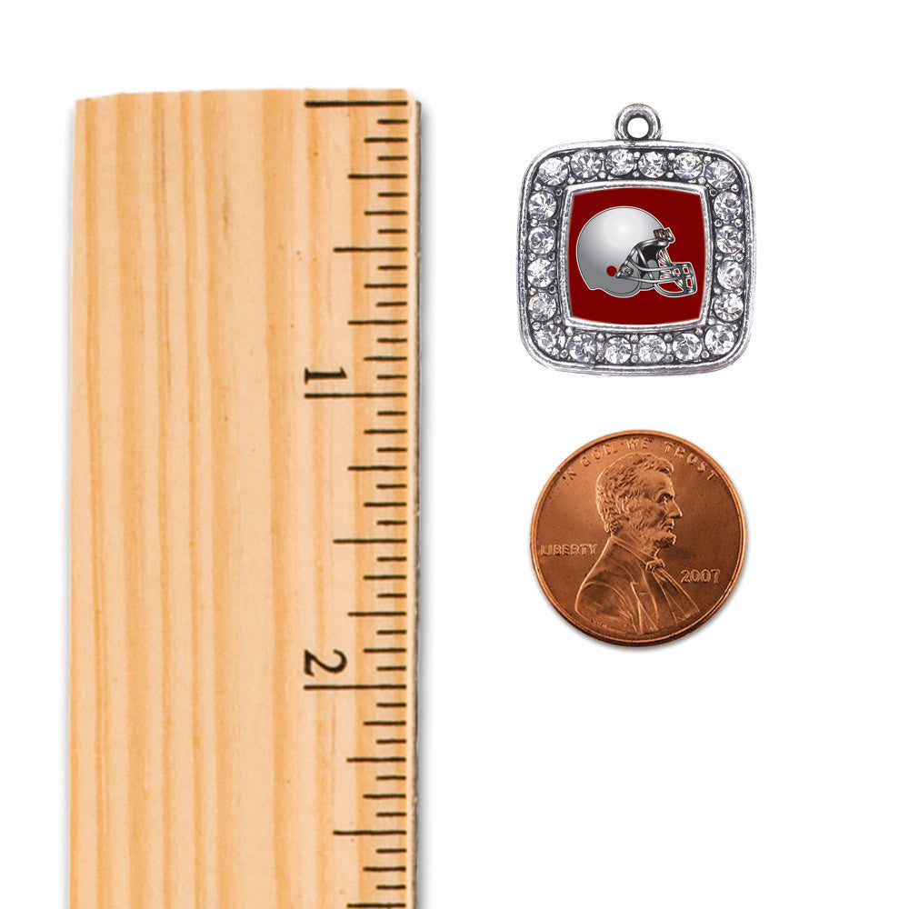 Burgundy and Grey Team Helmet Square Charm