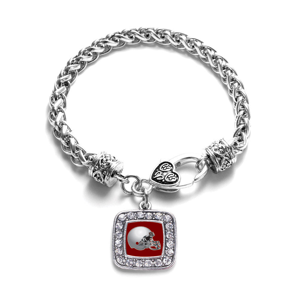 Burgundy and Grey Team Helmet Square Charm