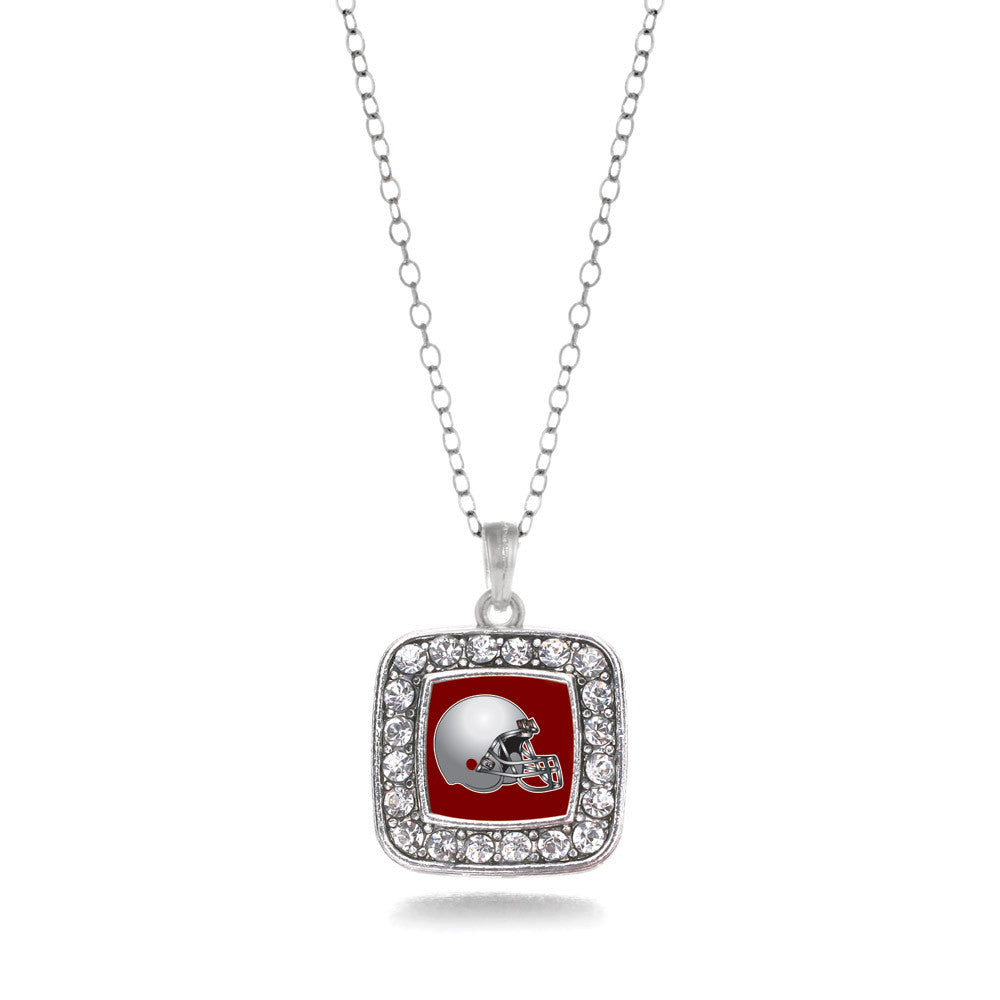 Burgundy and Grey Team Helmet Square Charm