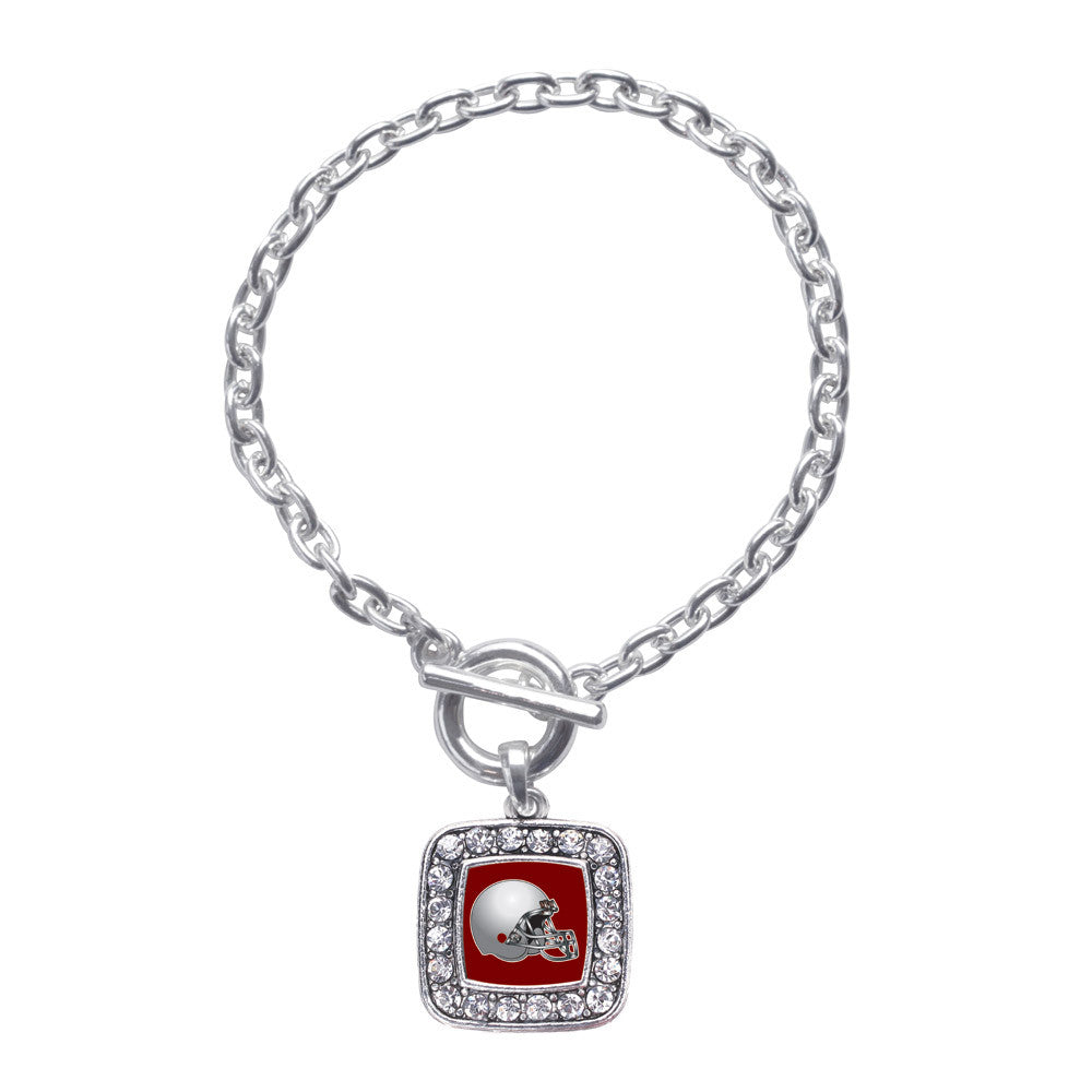 Burgundy and Grey Team Helmet Square Charm