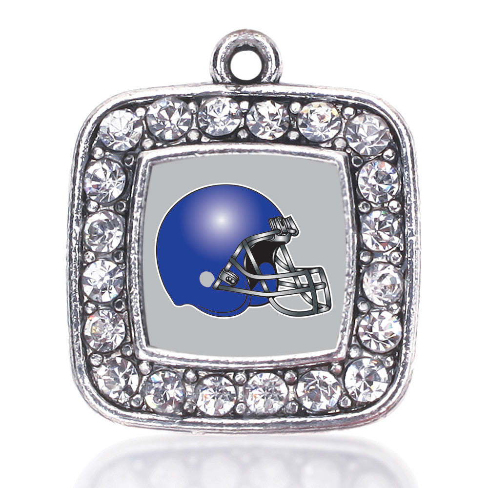 Grey and Blue Team Helmet Square Charm