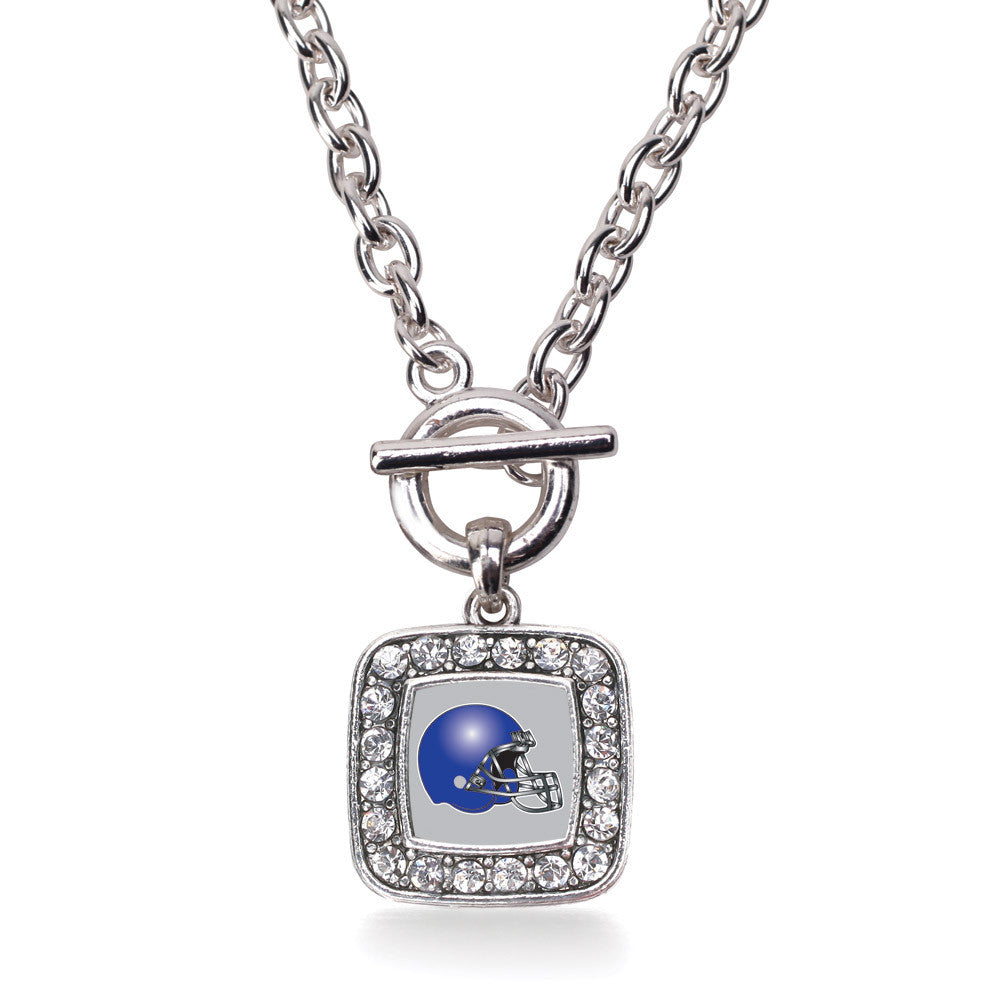 Grey and Blue Team Helmet Square Charm