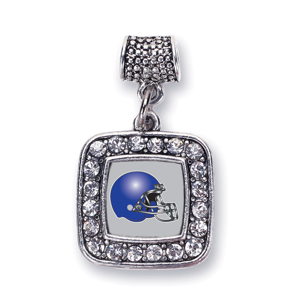 Grey and Blue Team Helmet Square Charm