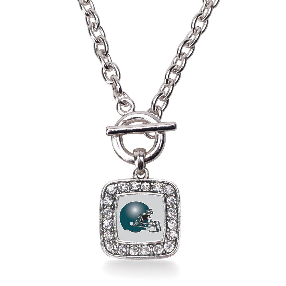 Grey and Turquoise Team Helmet Square Charm