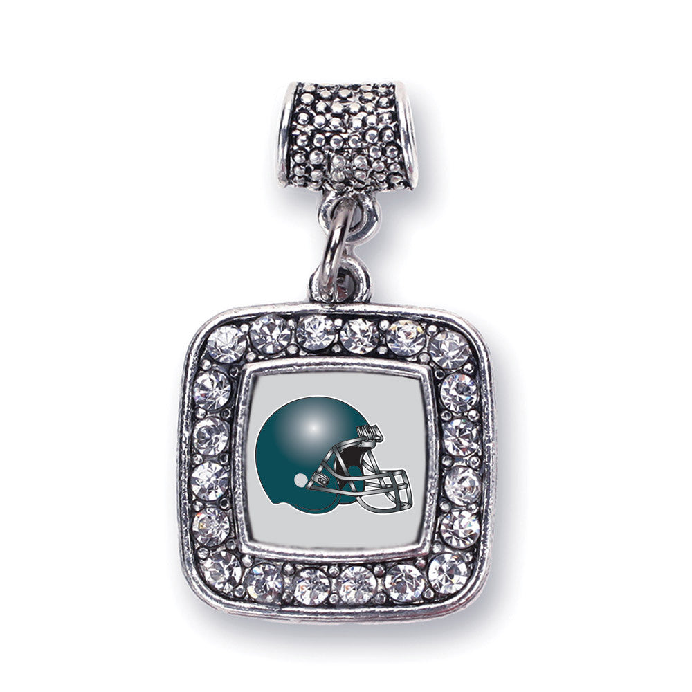 Grey and Turquoise Team Helmet Square Charm