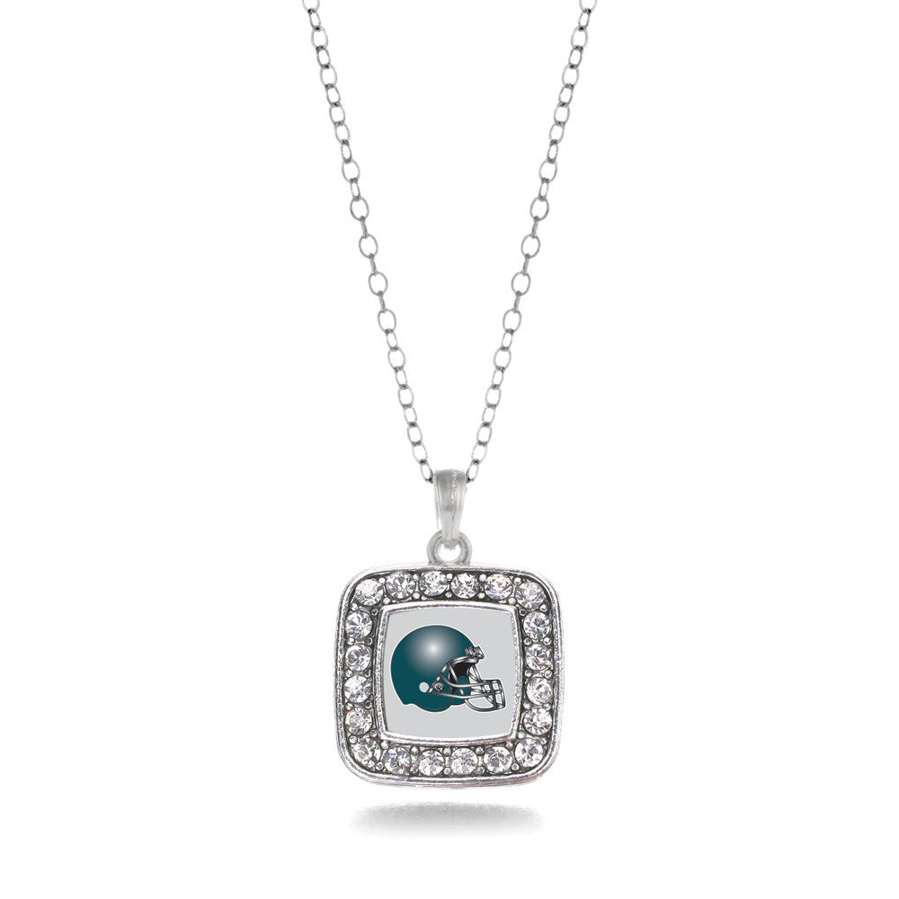 Grey and Turquoise Team Helmet Square Charm