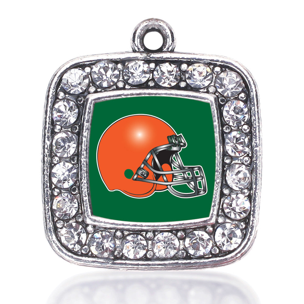 Green and Orange Team Helmet Square Charm