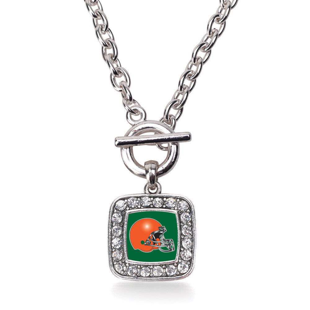 Green and Orange Team Helmet Square Charm