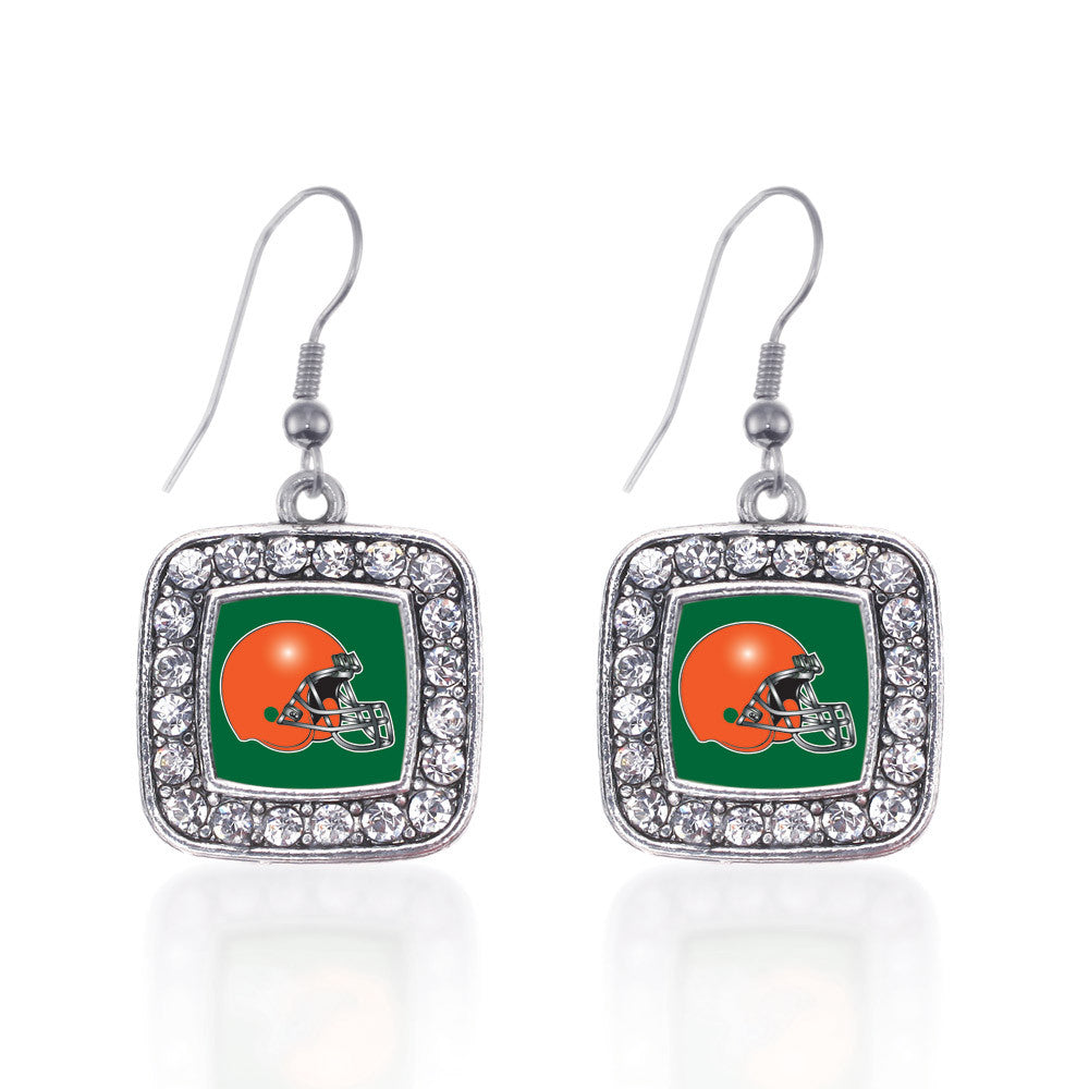 Green and Orange Team Helmet Square Charm