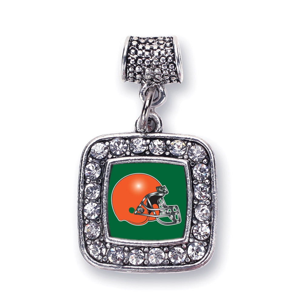 Green and Orange Team Helmet Square Charm