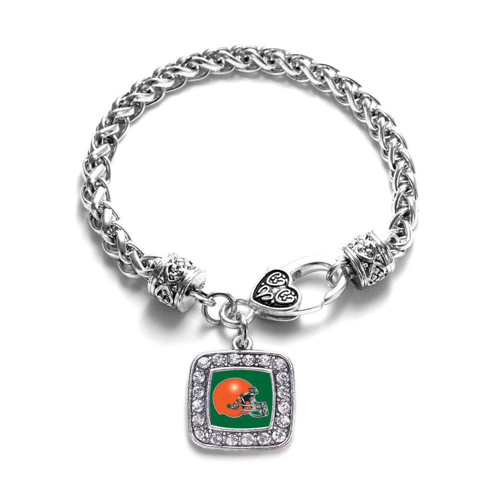 Green and Orange Team Helmet Square Charm