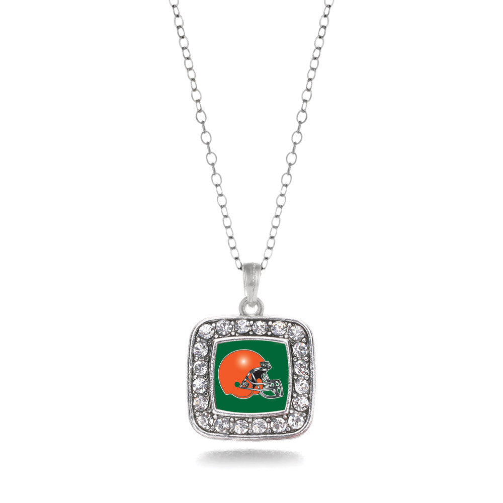 Green and Orange Team Helmet Square Charm