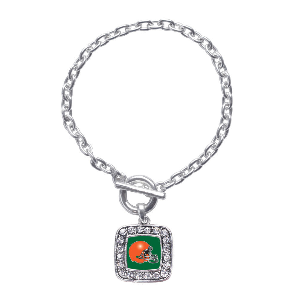 Green and Orange Team Helmet Square Charm