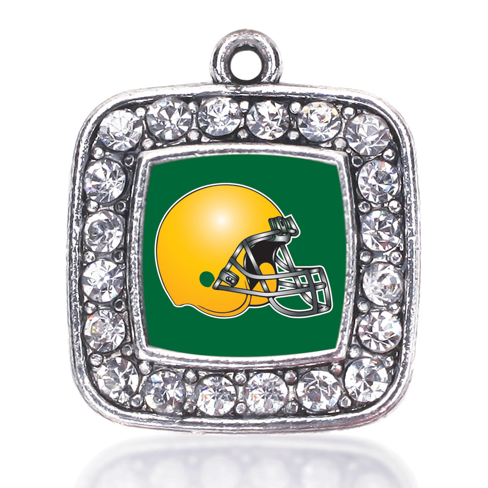 Green and Yellow Team Helmet Square Charm