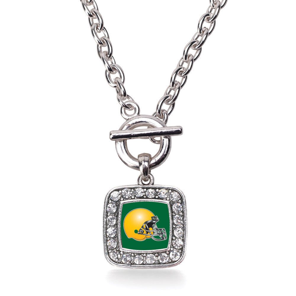 Green and Yellow Team Helmet Square Charm