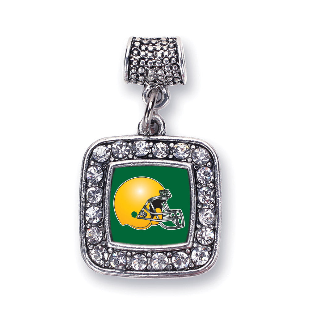 Green and Yellow Team Helmet Square Charm