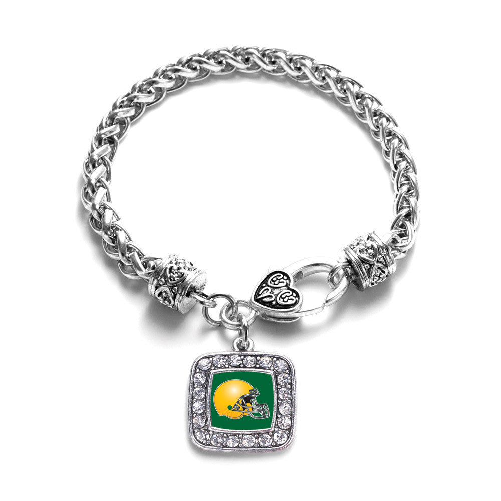 Green and Yellow Team Helmet Square Charm