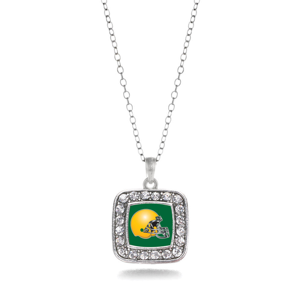 Green and Yellow Team Helmet Square Charm