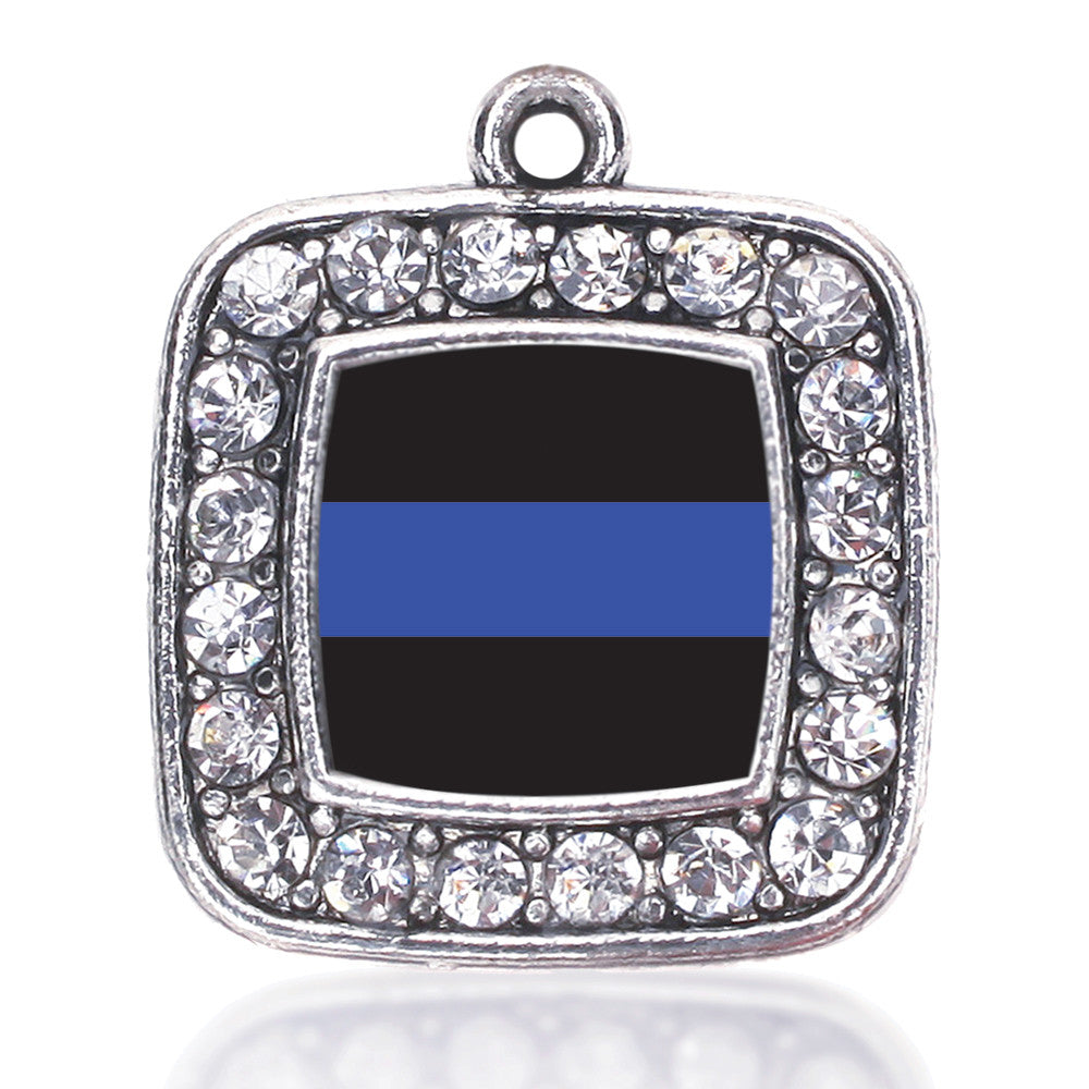 Blue Line Law Enforcement Support Square Charm