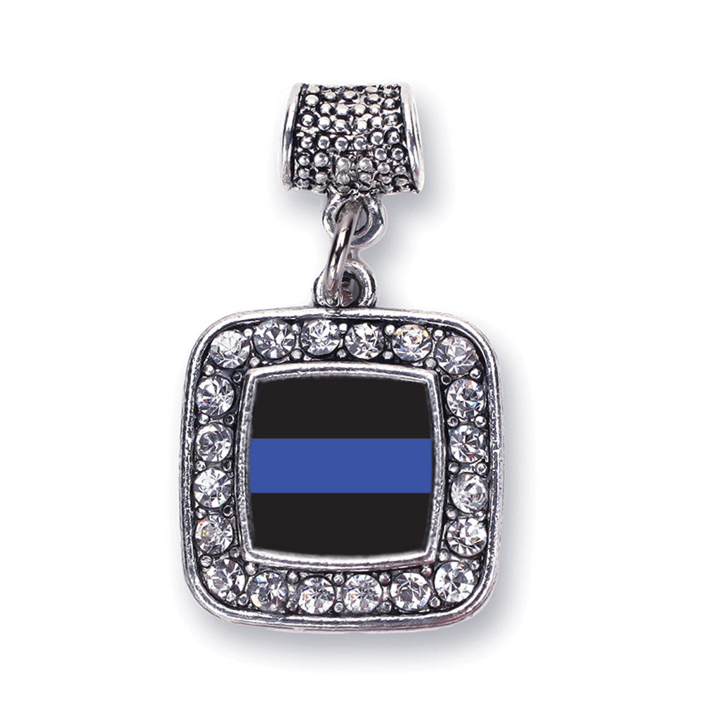 Blue Line Law Enforcement Support Square Charm