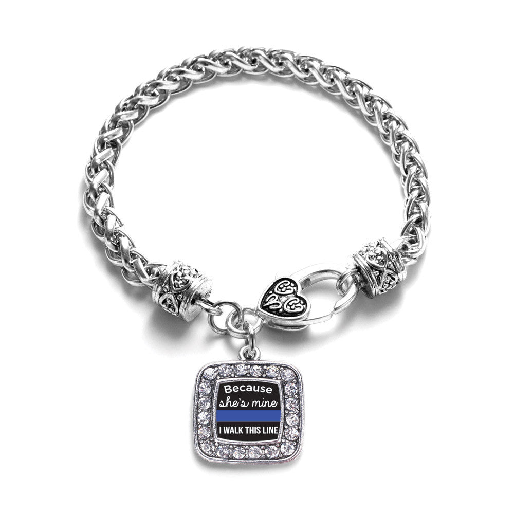 Because She's Mine Blue Line Square Charm