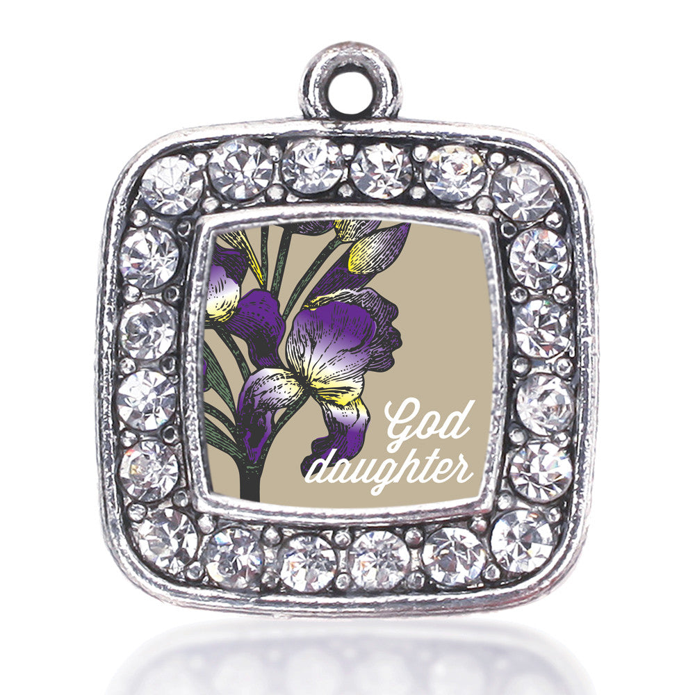 God Daughter Iris Flower Square Charm