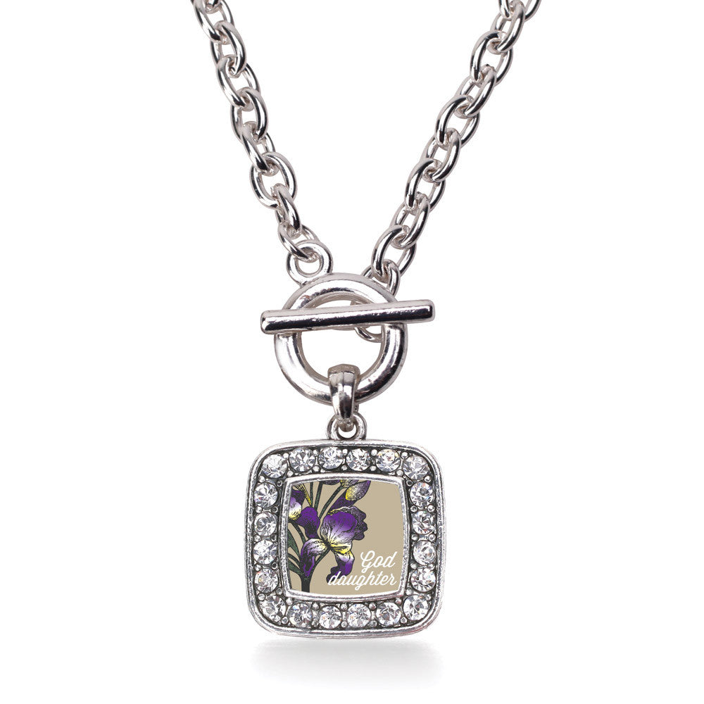 God Daughter Iris Flower Square Charm