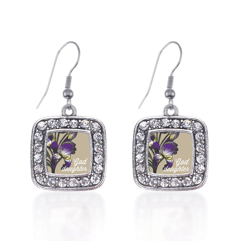 God Daughter Iris Flower Square Charm